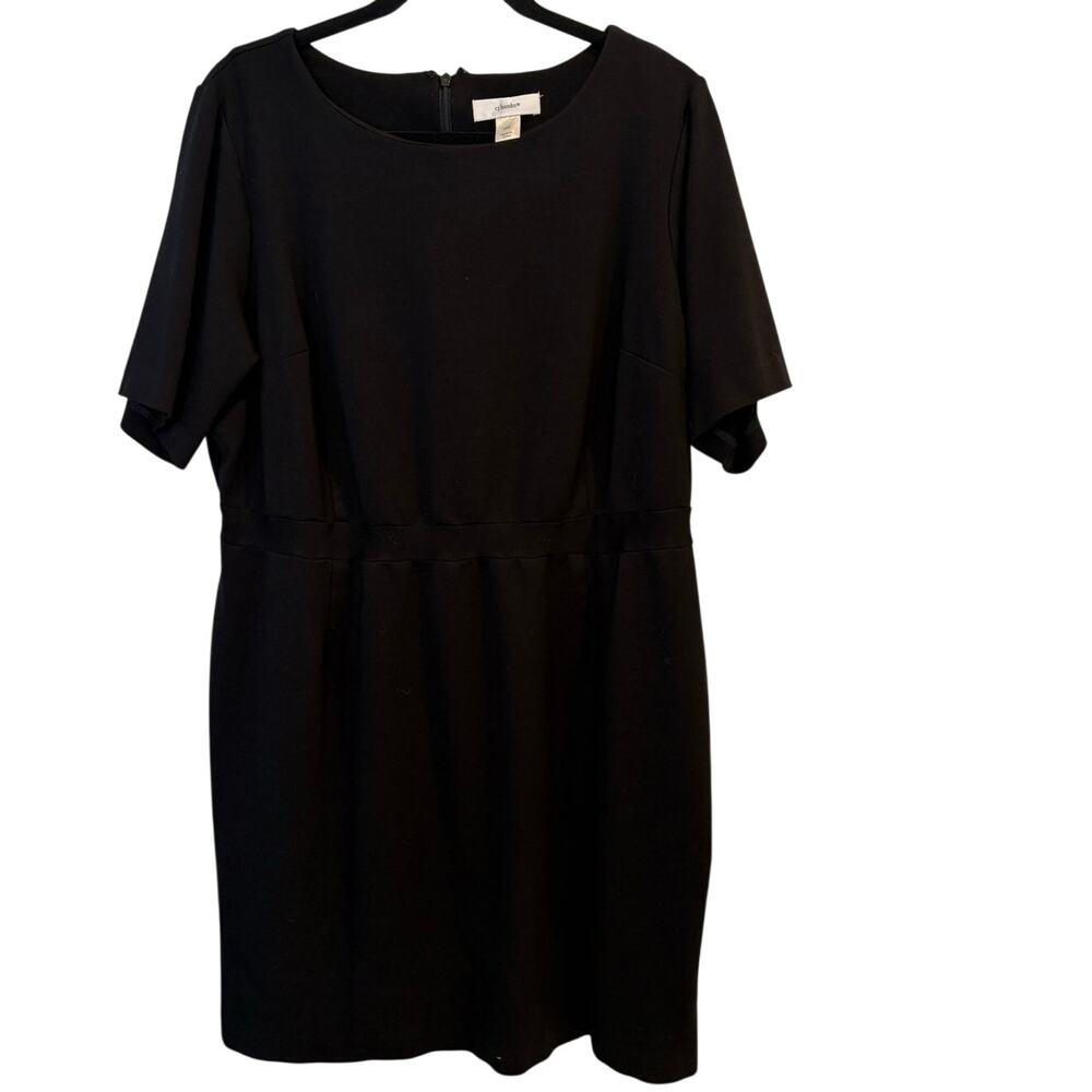 CJ Banks Black Sheath Dress Short Sleeve Midi Career LBD Plus Size 18W